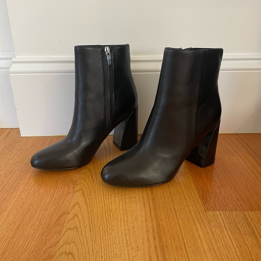Nine West black leather booties